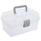 Clear Gray Empty First Aid Storage Box, Multipurpose Tackle Box, Plastic Sewing Box, Tool Box, Crafts Supplies Organizer Case with Handle and Removable Tray